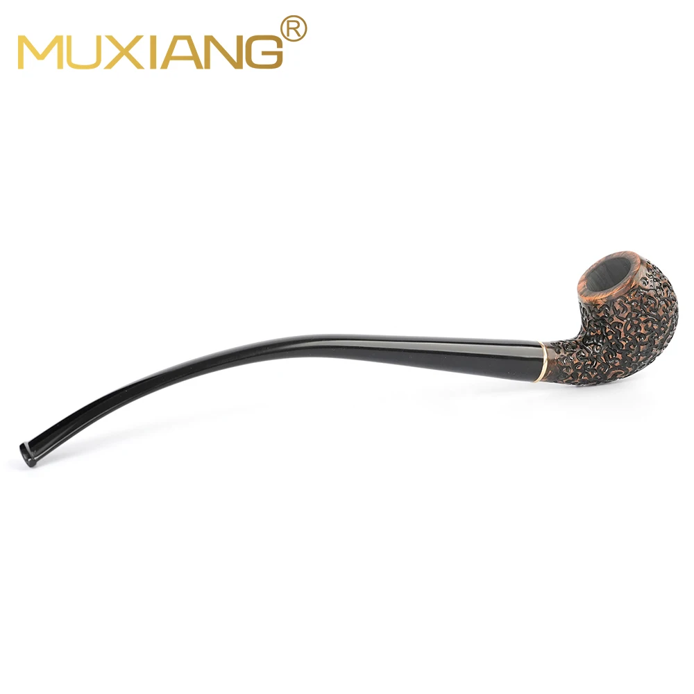 MUXIANG tobacco pipes, hand-carved briar pipe set, long reading pipe with cleaning accessories, 9mm pipe channel