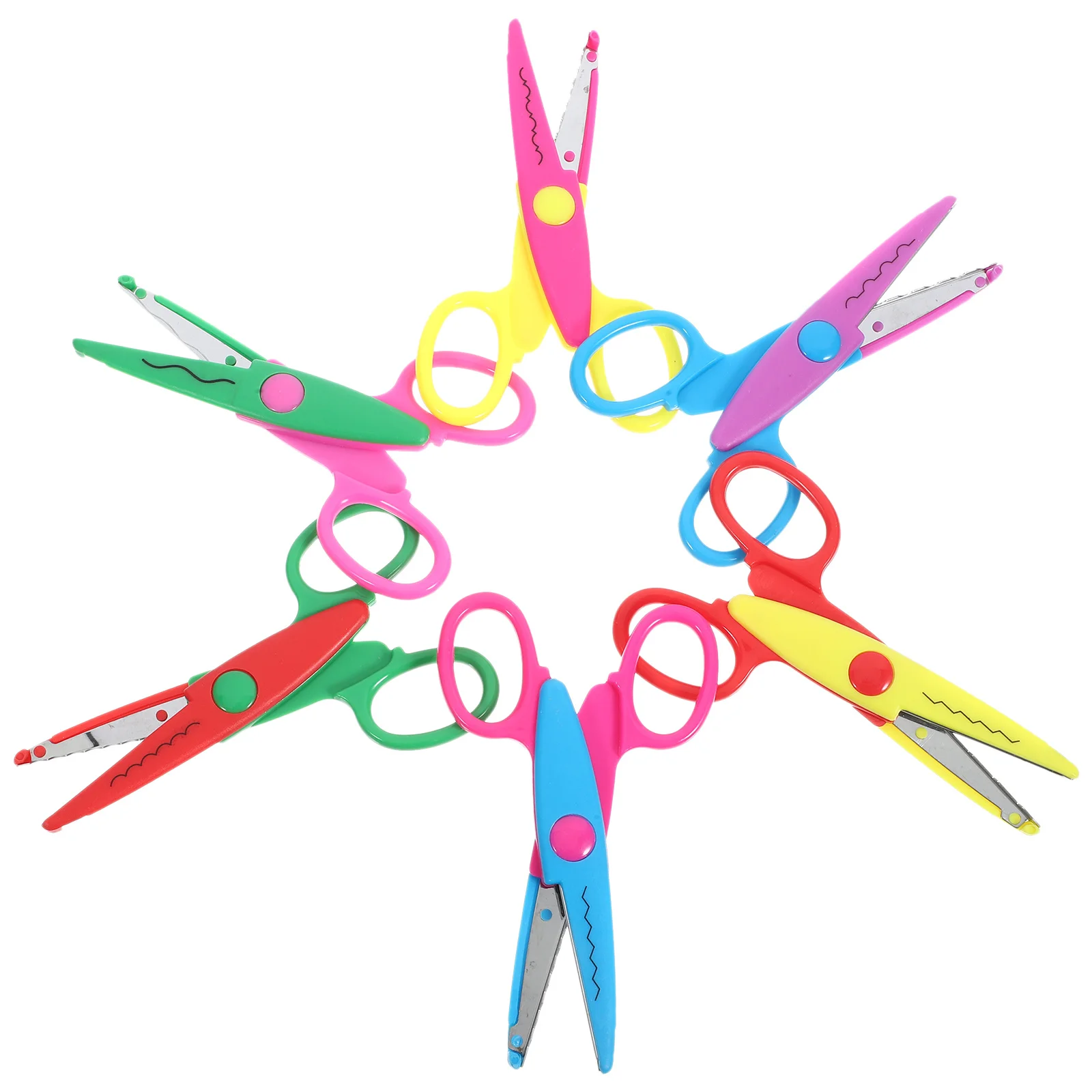 กรรไกรนิรภัย 12 ชิ้น กรรไกรงานฝีมือ ขอบลายกราฟิก กรรไกรอเนกประสงค์ สำหรับงานศิลปะ งาน DIY การ์ดอวยพร ห้องเรียน