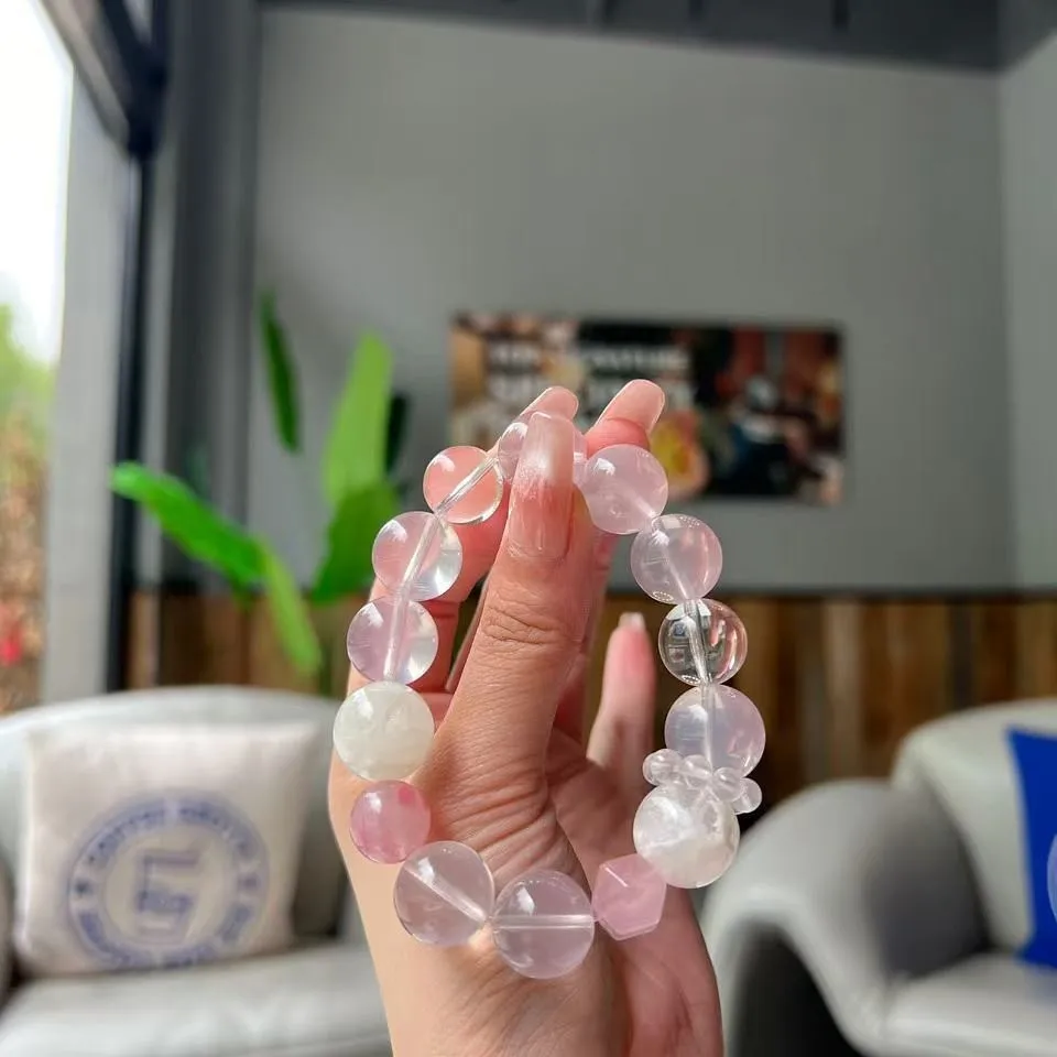 

Natural Duobao Crystal Bracelet, Pink Crystal, White Crystal, Women's Bracelet, Light Luxury Fashion Jewelry, Gifts.
