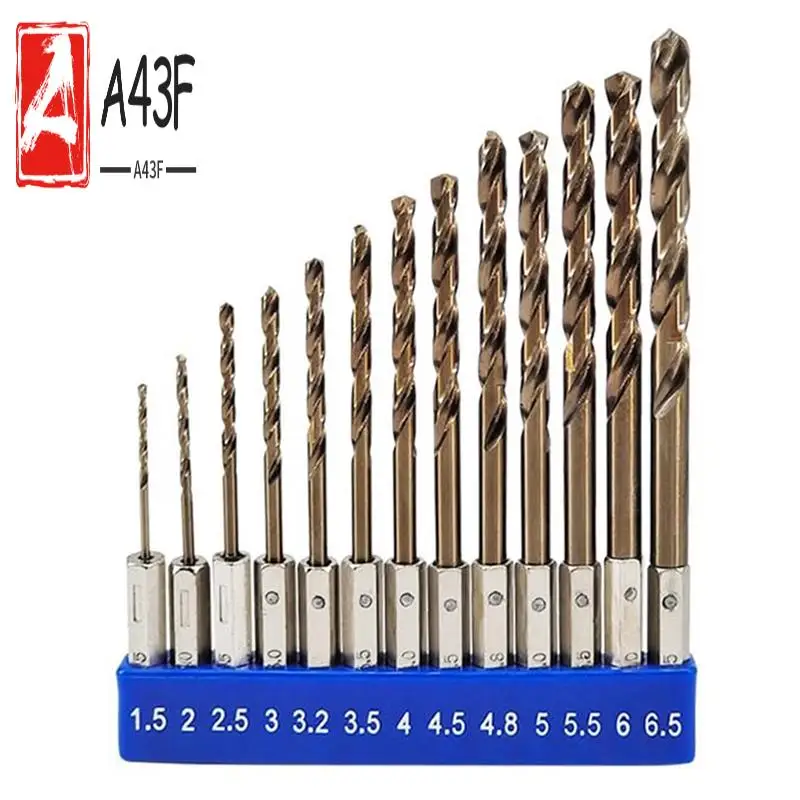 

A43F-5% Cobalt Hex Shank Metric Drill Bits Set (1.5Mm-6.5Mm/13Pcs) Suitable For Stainless Steel, Cast Iron, Hard Metal