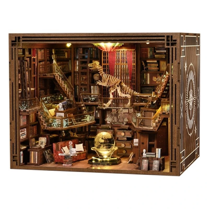 

Wooden hut three-dimensional DIY birthday gift house assembly book stand