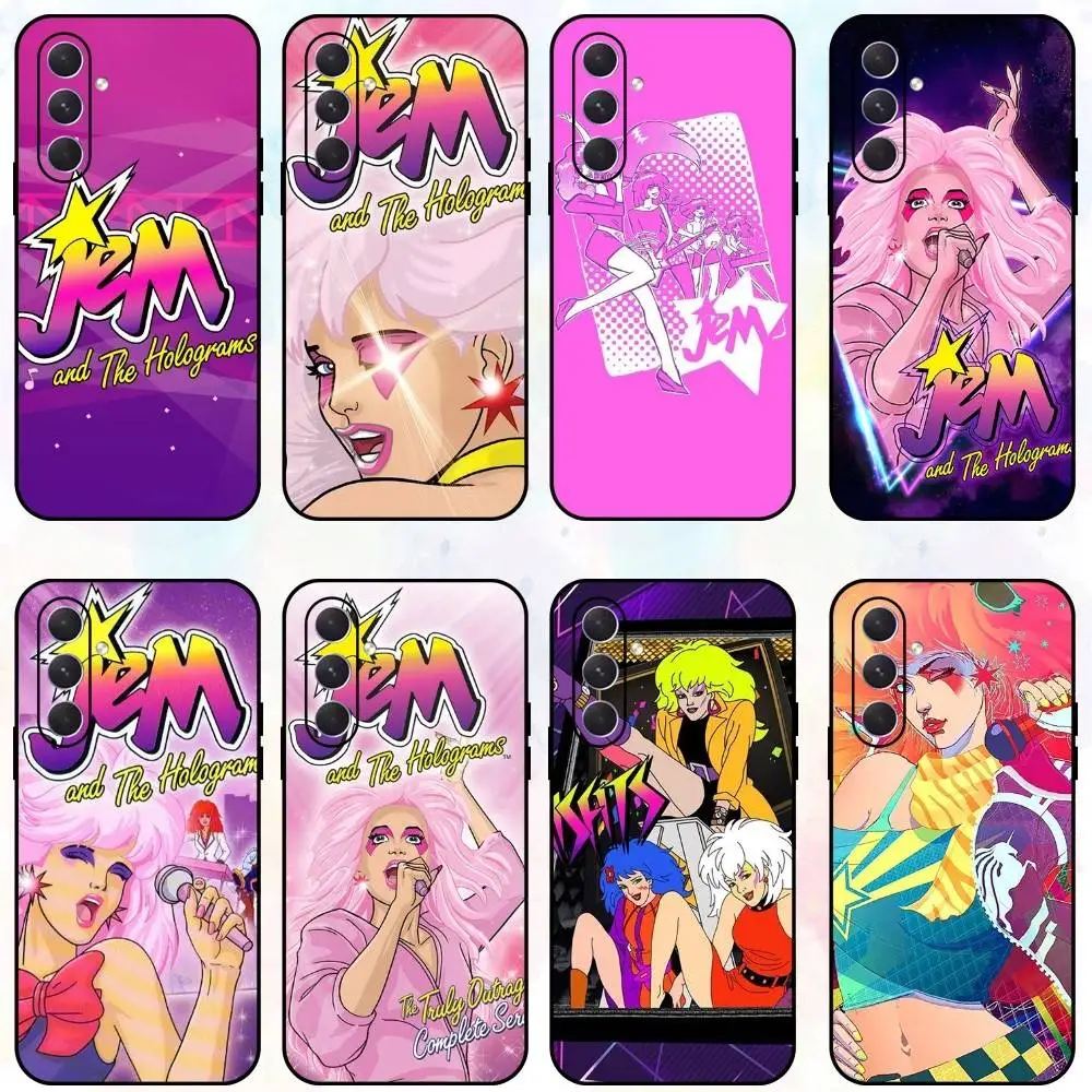 

J-Jem And H-Hologram Phone Case For Samsung Galaxy A73,A72,A71,A70,A53,A52,A51,Others Soft Black Shell