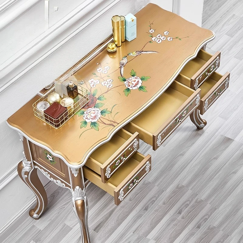 American European painted all solid wood desk entrance gold powder silver powder