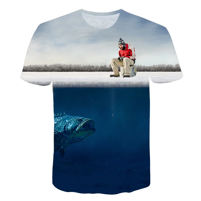 2022 Summer Fishing Graphic T-shirt For Men Fashion Casual Natural Style Pattern T-shirt New 3D Print Sport Short Sleeve T-shirt