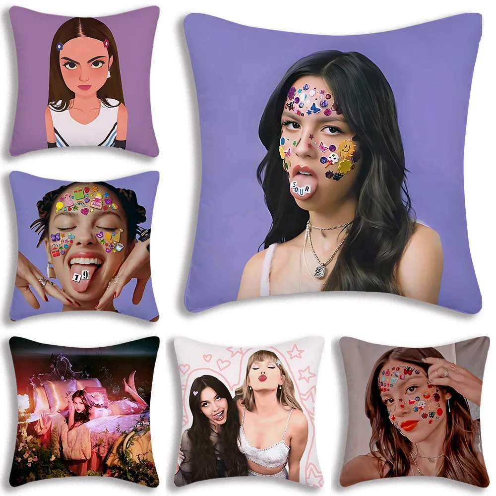 Singer O-Olivia Cool R-Rodrigo Pillow Covers Cartoon Sofa Decorative Home Double-sided Printing Short Plush Cute Cushion Cover