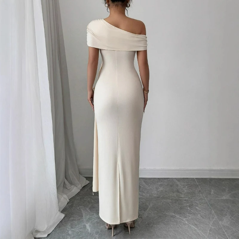 2026 여름 핫걸 단색 스트랩리스 원숄더 슬림 드레스 유럽 미국 스타일 패셔너블 우아한 여성 의류