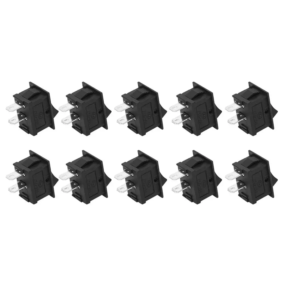 10PC 2-Pin On/Off Rocker Switch - Black Plastic Industrial Accessory