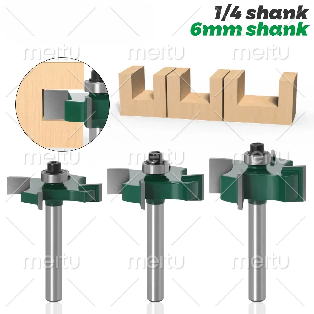 

1PC 6mm 1/4 Inch Shank T-Type Bearings Wood Milling Cutter Industrial Grade Rabbeting Bit Woodworking Tool Router Bits for Wood