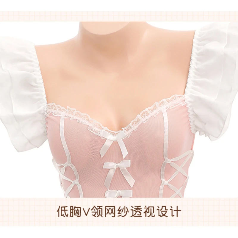 Plus Size Maid Outfits Women Anime Cosplay Lingerie Cute Cat Bandage Off Shoulder Lolita Mini Dress Sexy Bar Roleplay Clubwear