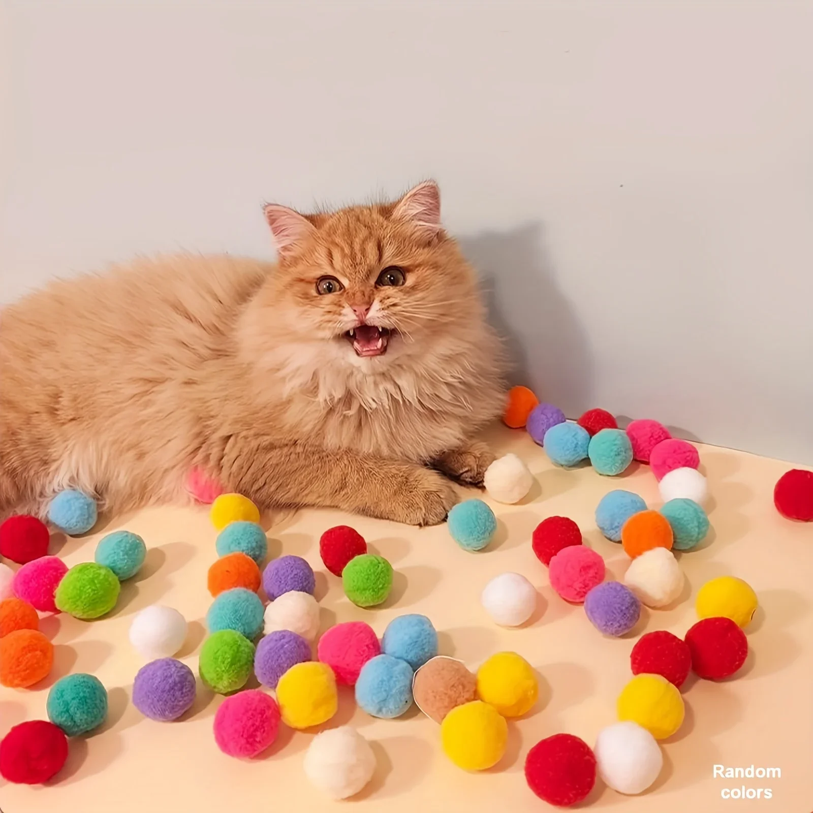 100 pçs pet bola de pelúcia gato teaser-brinquedos mudos para gato suprimentos interativos-para gatos & entretenimento-ótimo presente para amantes de gatos