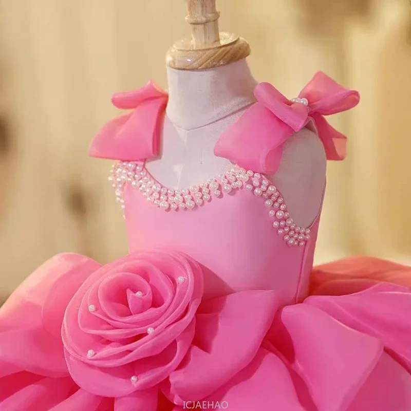 2025 Girls First Birthday Princess Dress New Wedding Flower Girl Piano Performance Host Gown Party Wear Outfits Matching Banquet