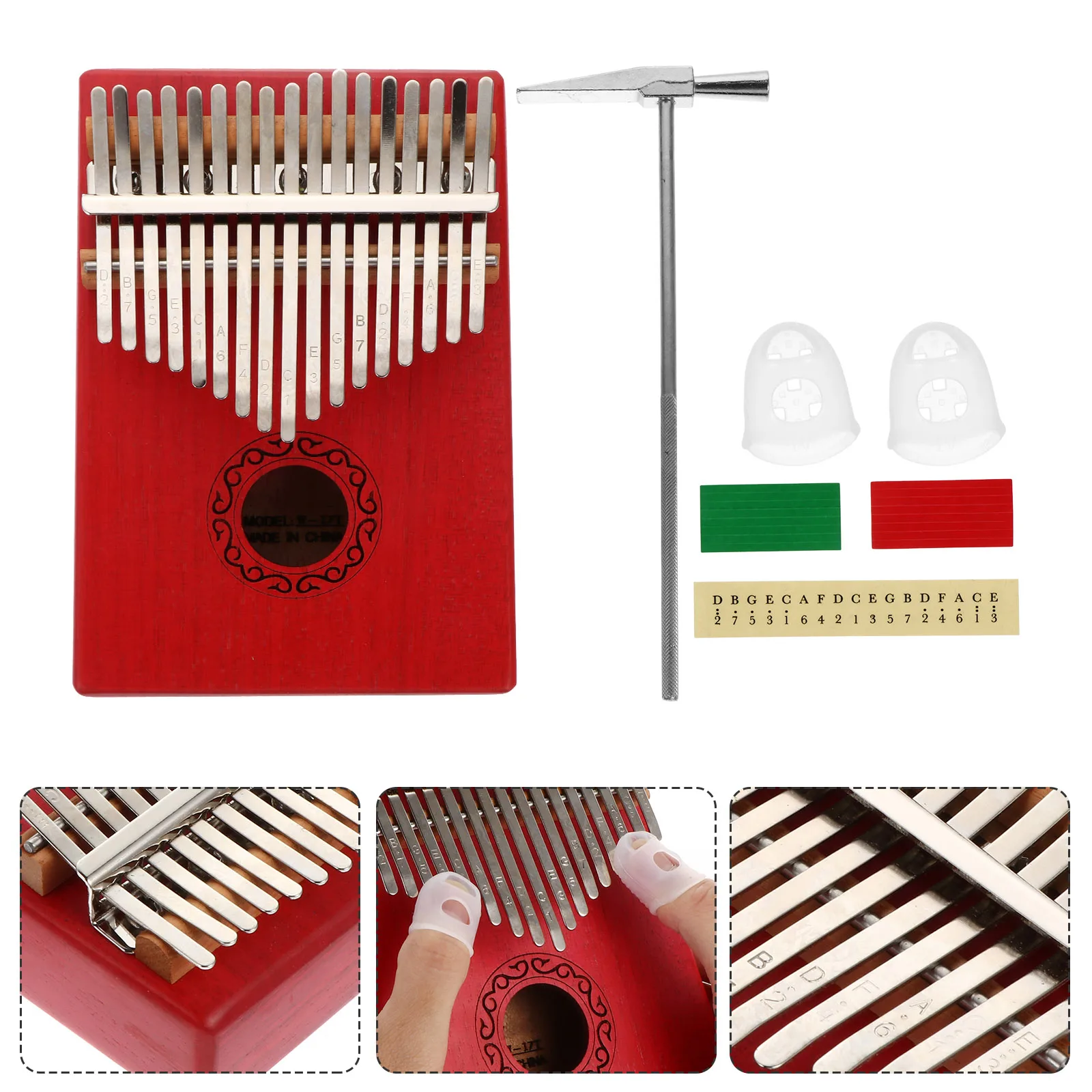 

Thumb Piano Introductory Kalimba Beginners Retro Style Vintage Portable Mini Red Child