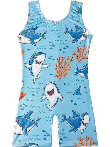 Leotards for Girls Gymnastics Dance Ballet Tank Shark pattern