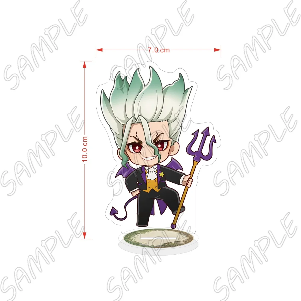 Anime Dr.STONE Acrylic Stand Keychain 10CM Chibi Halloween Senku Ishigami Gen Asagiri Chrome Desktop Ornament Fan Collectible
