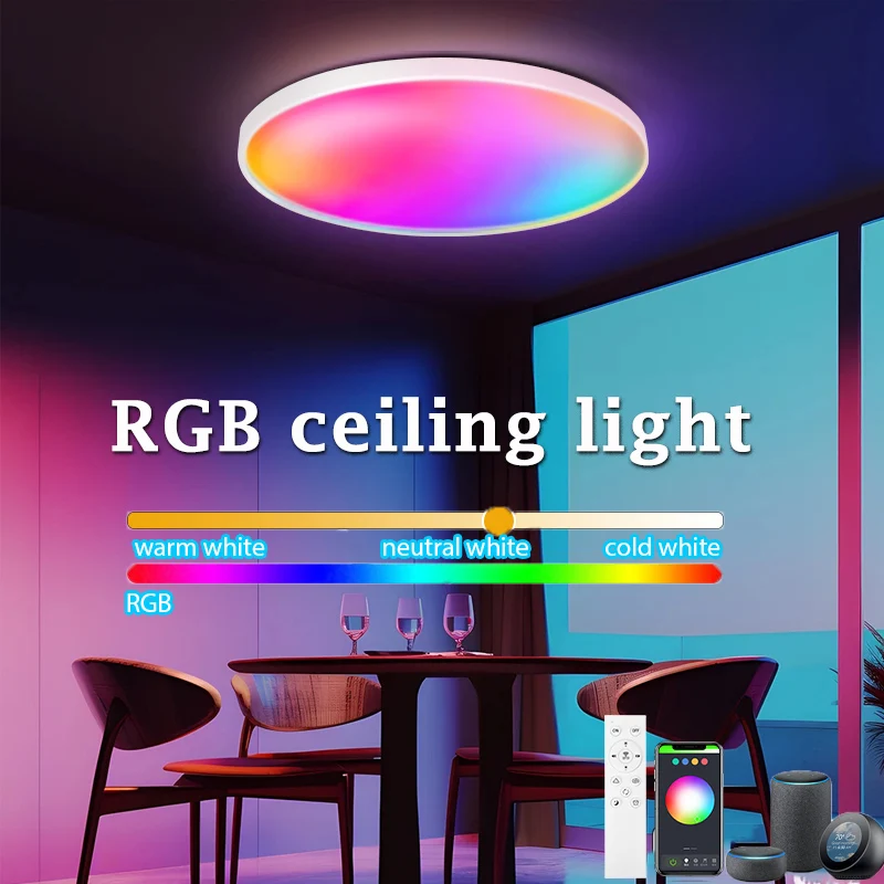 Smart LED Ceiling Lamps Bluetooth APP Control Ceiling Light 110-265V Dimming RGB Panel Light Ceiling Lamp Bedroom Light Fixture