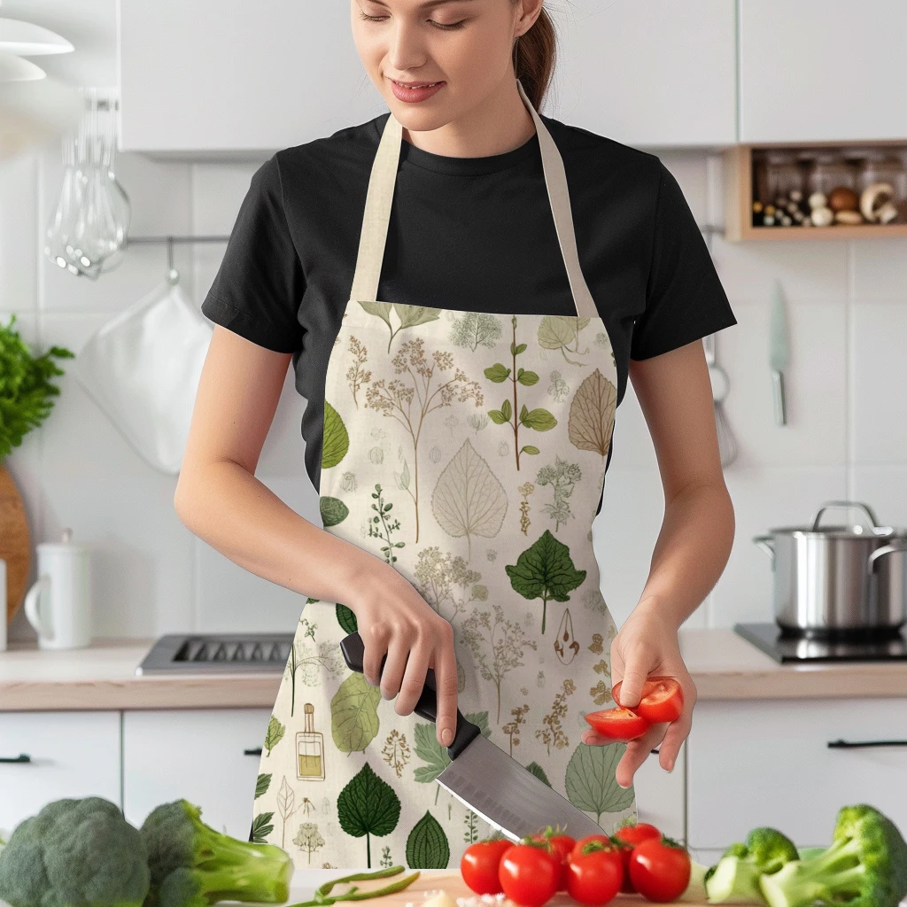 Vintage Vegetable Pattern Polyester Apron - Stylish Cooking Apron, Comfortable Kitchen Polyester For Home Baking & Painting
