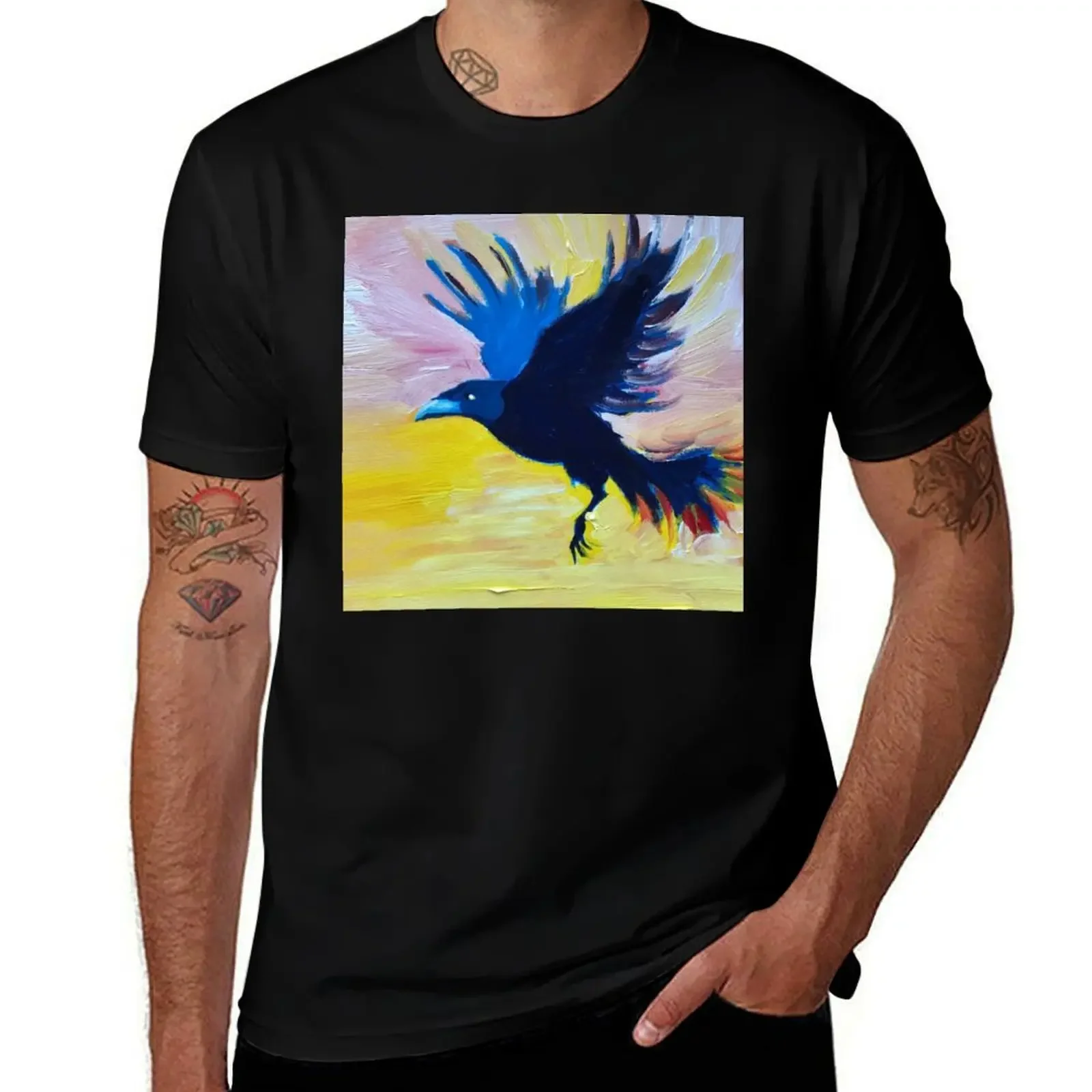 

Rainbow Raven T-Shirt shirts graphic tee anime tshirt cotton graphic tees T-shirts oversize heavy weight t shirts for men