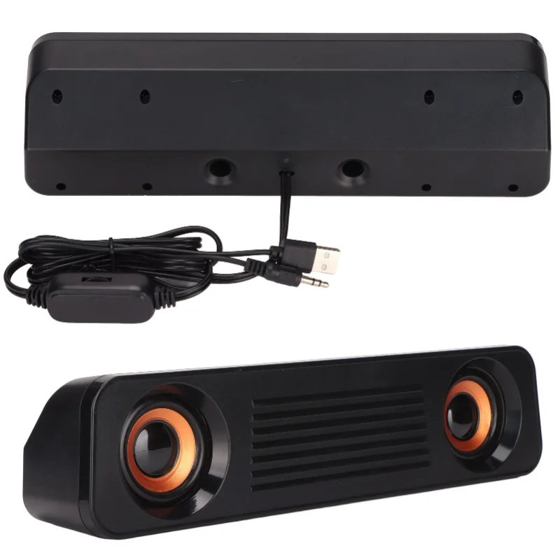 Wired Speaker HiFi Stereo Subwoofer USB Powered 3.5mm Plug Portable Desktop Long Speaker For TV Computer