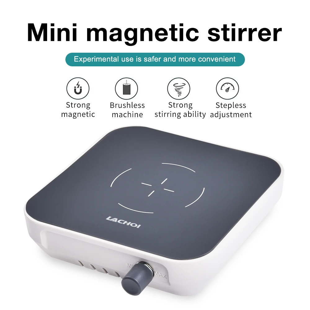 Mini Magnetic Mixer Stir Plate Magnetic Lab Stirrer with 2 Stir Bars 2000ml Adjustbable Speed 300-1500 RPM Lab Equipment