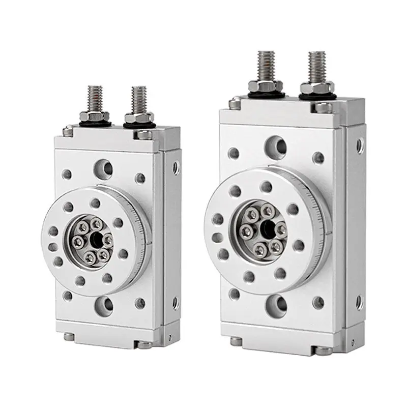 Pneumatic Rotary Table HRQ2 HRQ3 HRQ7 Gear Rack Swing Air Cylinder 90° 180° Rotary Actuator With Dowel Pin Hole