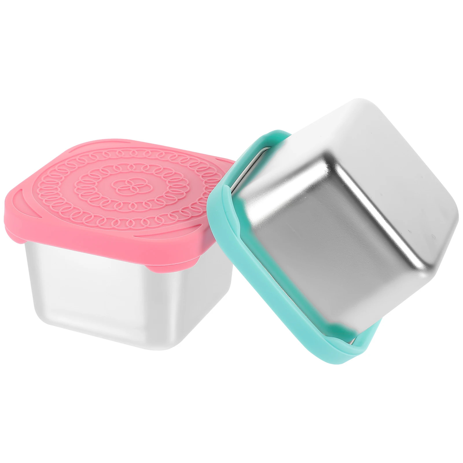 

2pcs Stainless Steel Sauce Cups Reusable Airtight Containers Square 190ml Food Storage for Salad Dressing Dip Soy