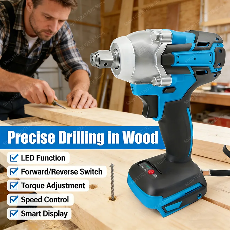 

Беспроводной ударный гайковерт, бесщеточный ручной инструмент, без аккумулятора, многофункциональная дрель для строительства и авторемонта