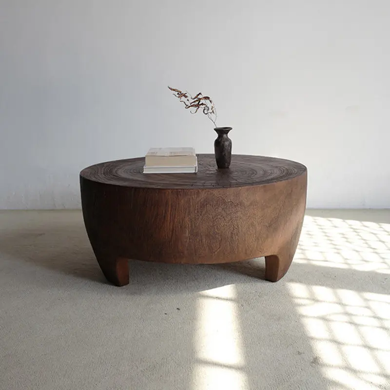 Antique Round Coffee Table Designer Wood Luxury Unique Minimalist Aesthetic Side Table Clear Simple Meubles Salon Furniture
