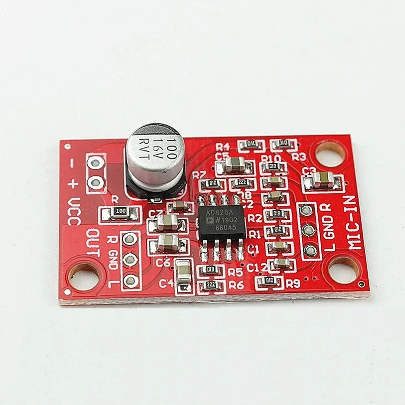 AD828 Stereo Dynamic Microphone Preamplifier Board MIC Preamp Module DC 3.8V-15V