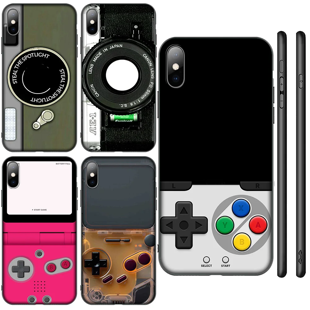 SA170 Vintage Tape Camera-Gameboy Soft Case for iPhone 16 15 14 13 7 8 Pro Max Mini Plus