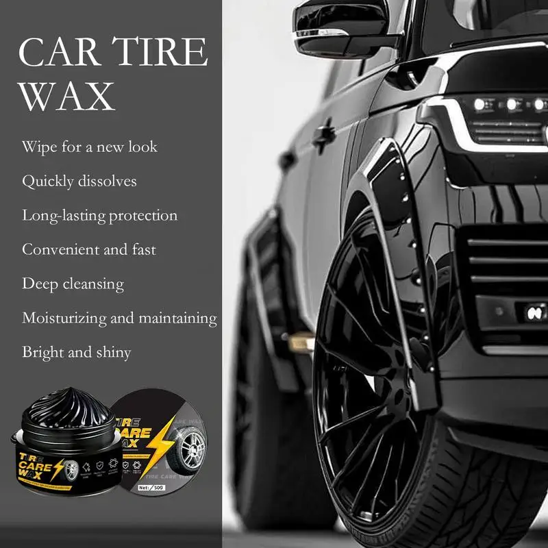 

Очиститель шин и блеск, стойкий глянцевый полироль для колес, 50 г, долговечный гидрофобный, устойчивый к пятнам воск для автомойки, автодетейлинг
