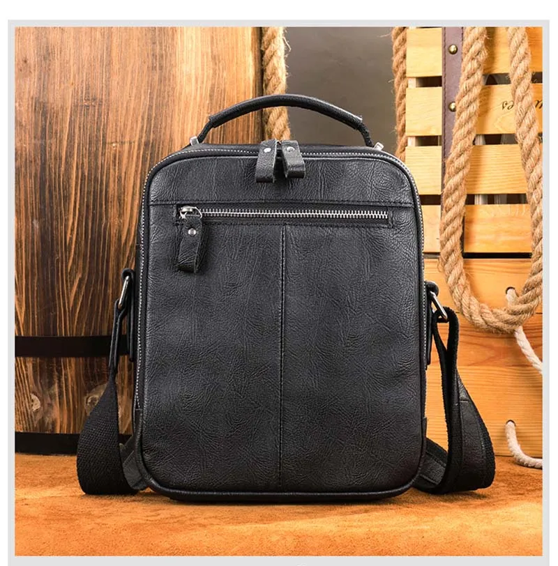 Luufan Vintage Style Men\'s Shoulder Bag Crazy Horse Genuine Leather Crossbody Bag Daily School Bag Men Male Flap Messenger Bag