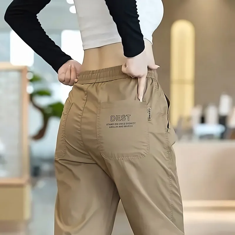 

Мужские повседневные брюки маленького размера, прямые брюки с завязками, тонкие летние рабочие брюки, хлопковые брюки с высокой талией, в стиле милитари