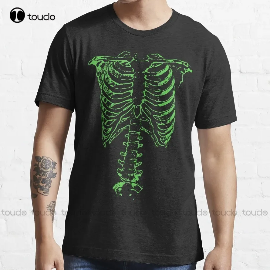 

Green Ribcage green skeleton ribcage horror skull T-Shirt tshirts for teens girls Custom aldult Teen unisex digital printing
