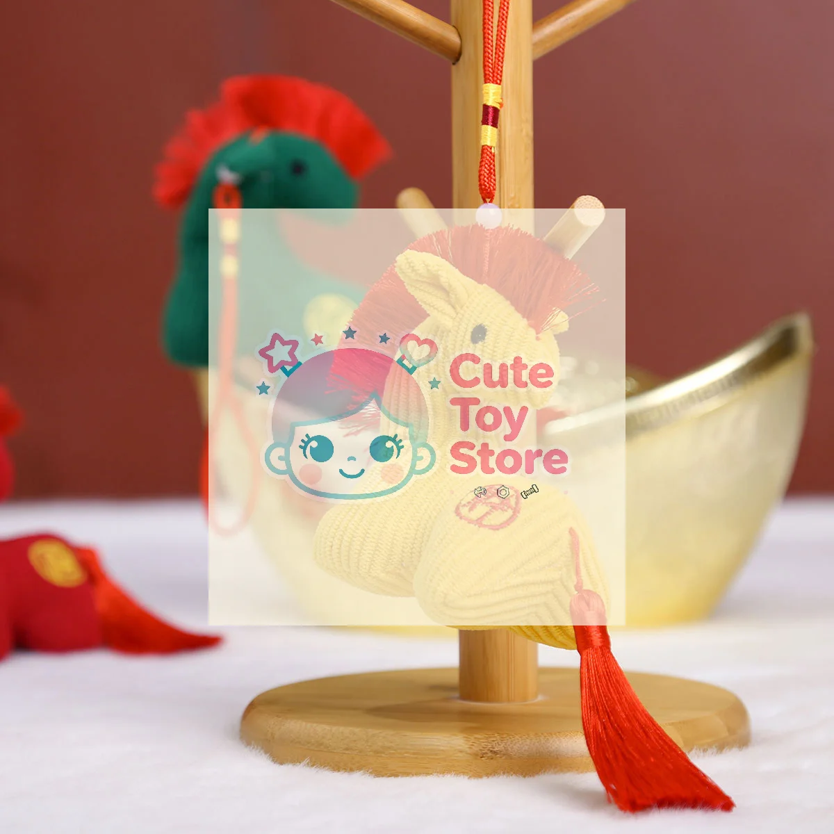 Uroczy pluszowy breloczek z kucakiem, koniecznością zodiaku, wypchana lalka, zawieszka do torby, mała ozdoba, maskotka na rok konia, prezent na Boże Narodzenie.