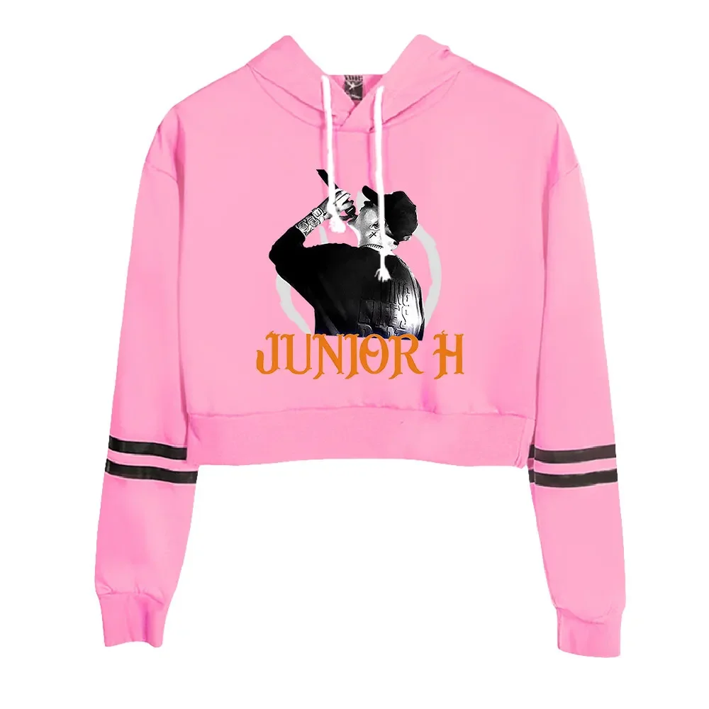 Rapper Junior H Sad Boyz Merch Crop Top Hoodie Women Long Sleeve Hooded Harajuku Cropped Sweatshirt Casual Tracksuit Streetwear