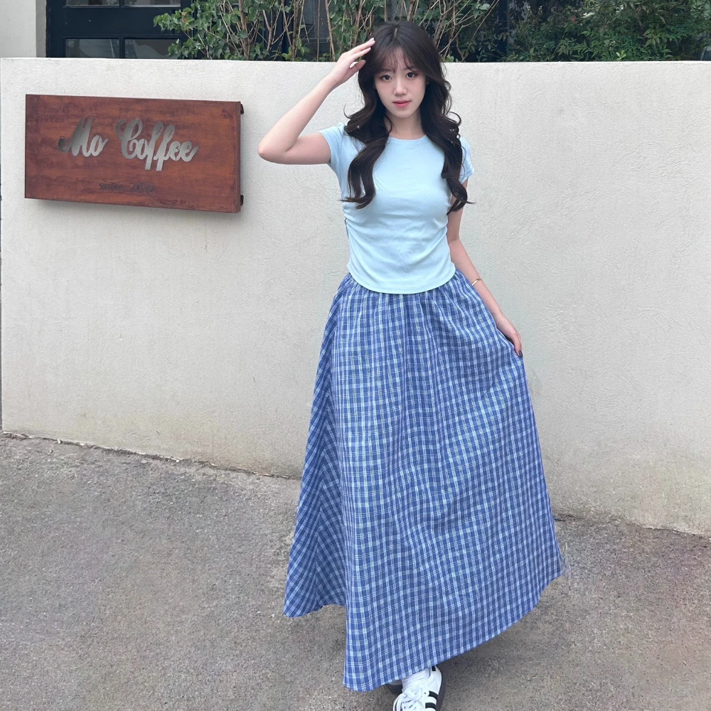 

Korean women's half skirt, checkered design shorts for women, high waisted casual A-line skirt half skirt 2025 new