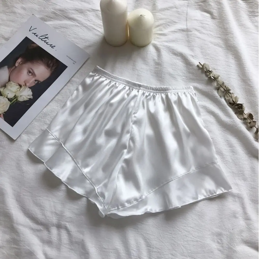 

Loose-Fit Silk Matte Safety Pants Ruffle Shorts Anti Emptied