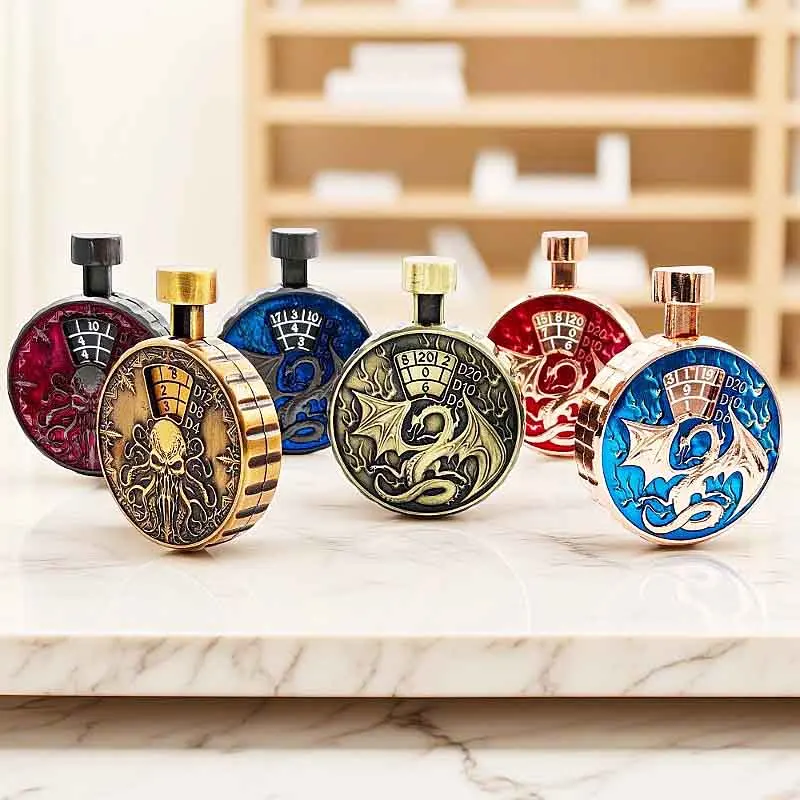 Cthulhu Wyvern 7 in 1 Button Presser Spinning DnD Metal Dice Bottle Roulette Game