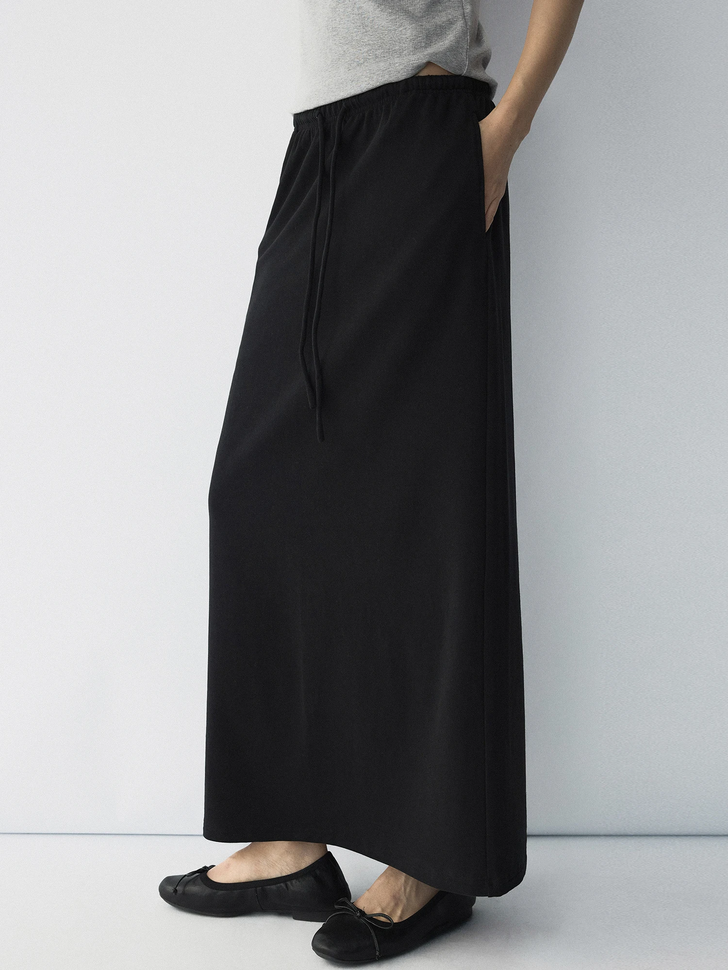 HaveRice Rice Restaurant Soft Modal Cotton Knitted Commute Half Skirt Draping Straight Cut Skirt Women's High Elasticity