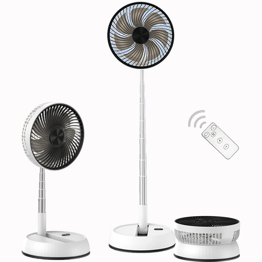 Remote control folding desktop vertical electric fan 7200mAh silent timed left and right rotation USB outdoor electric fan