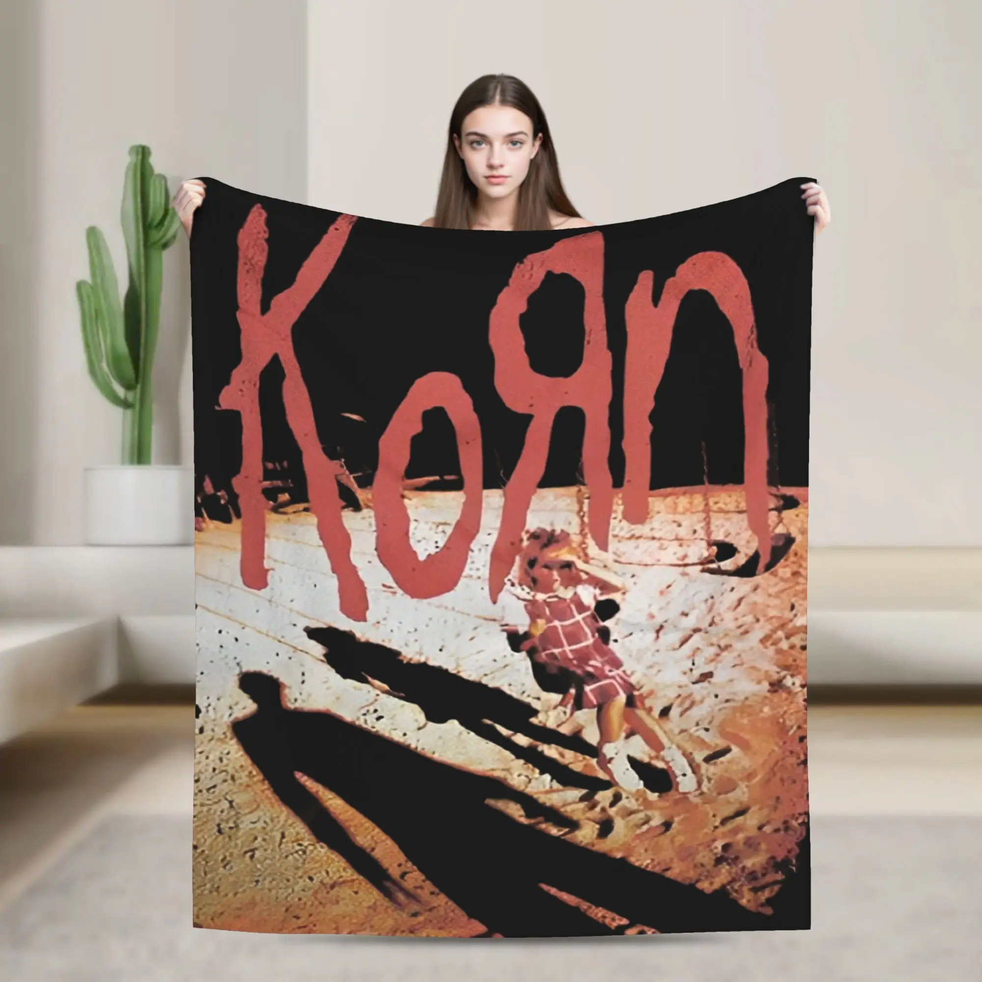 Korns Fleece Throw Blanket Metal Rock Music Blankets for Bedding Travel Lightweight Thin Bed Rug