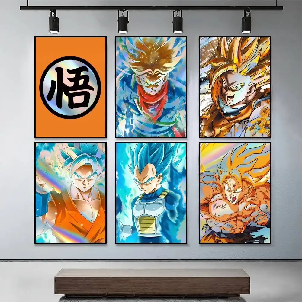 Anime D-DRAGON BALL Shark Goku Vegeta Poster Decoration Bedroom Home Wall Sticker Prints Painting Living Room Office Best seller