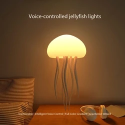 Creative LED Full-color Gradient Voice Controlled Jellyfish Floating and Swimming Touch Light Sensing Atmosphere Night Light