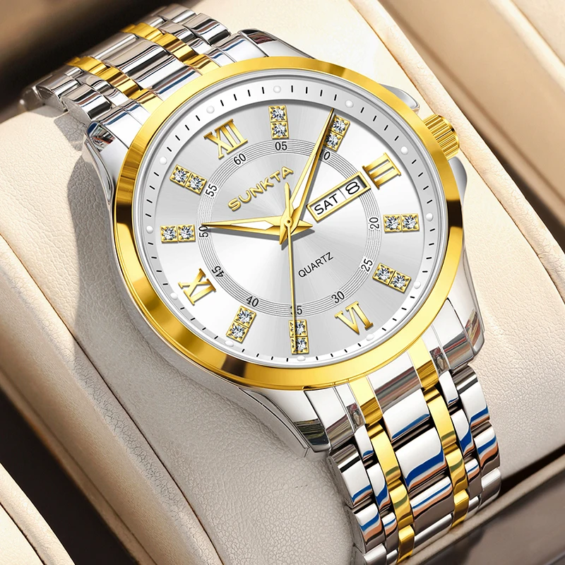 

SUNKTA New Diamond Watch Women Elegant Fashion Bracelet Wristwatch Ladies Clock Simple Sport Waterproof Quartz Watches For Women
