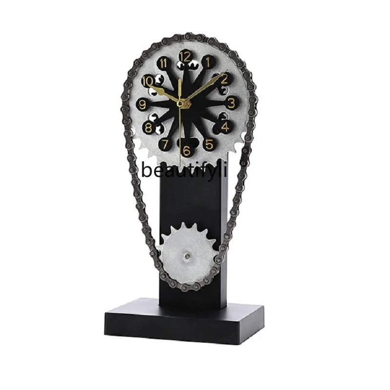 

Clock retro rotating gear mechanical clock metal mechanical wind ornament gift