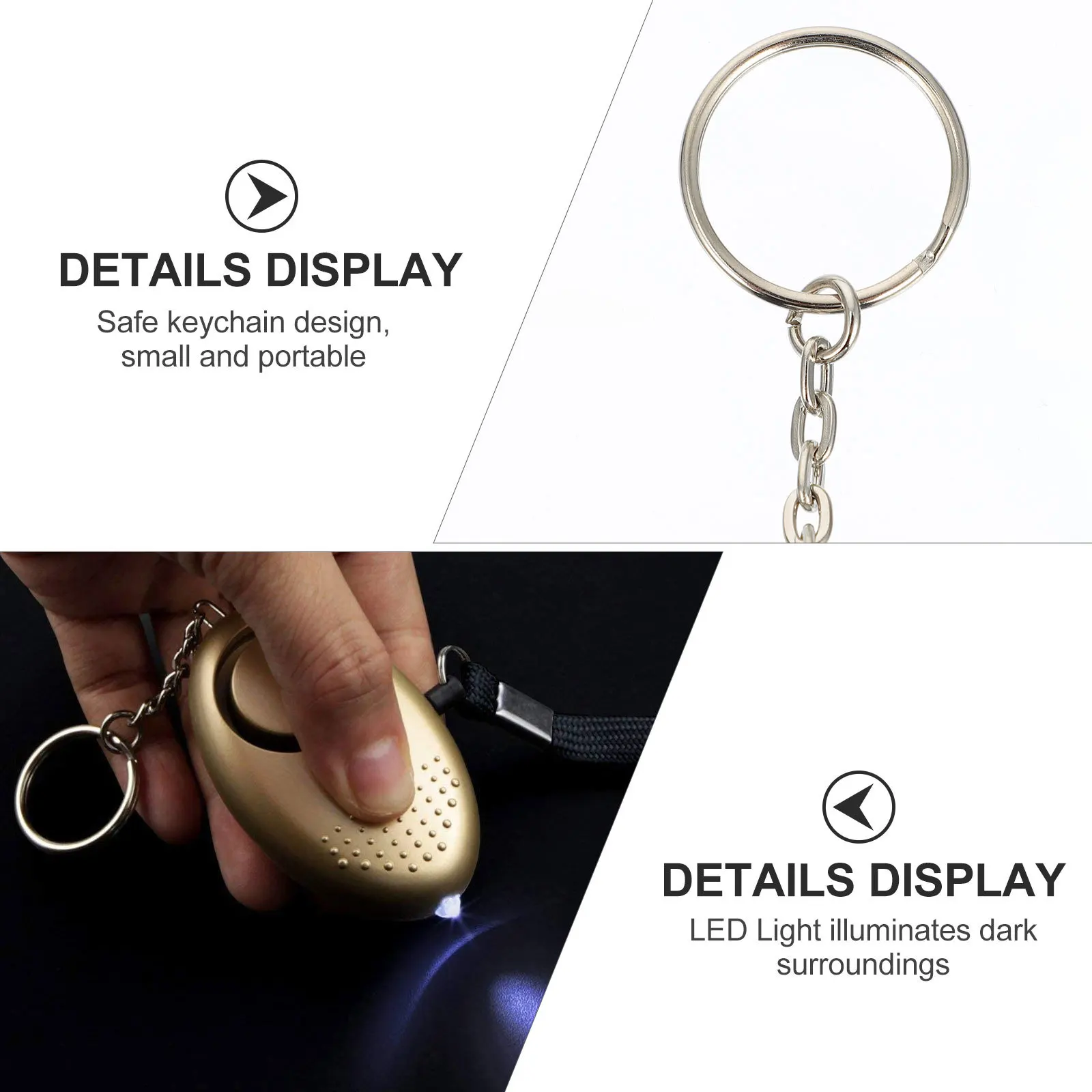 10Pcs Personal Security Alarm Safety Alarm Emergency Keychain LED Light for Night Walking Running Hiking Camping