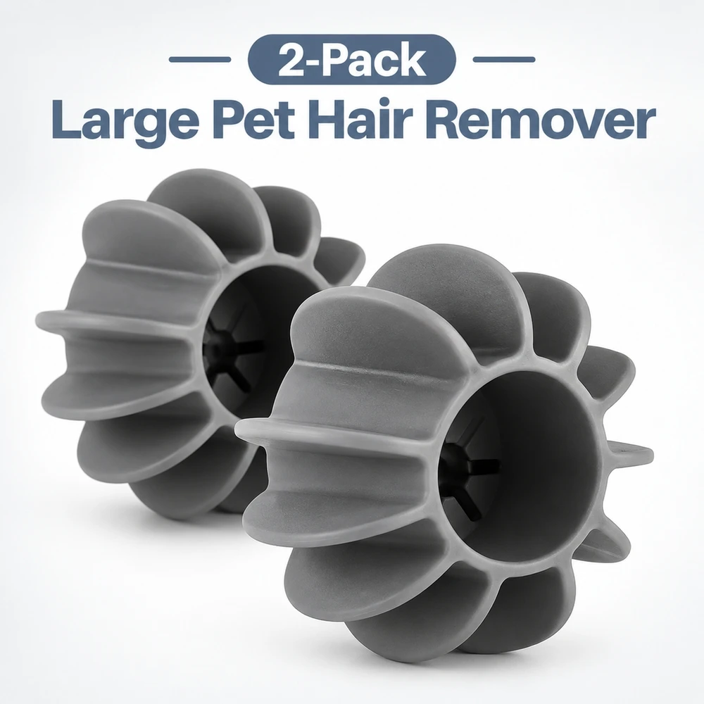 Grey Large Laundry Balls Set of 2 Reusable Pet Hair Removal Anti Tangle Fabric Care Manual Wash Tool