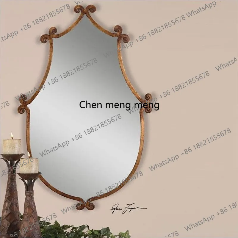 

French retro, wall-mounted cute wall-mounted fireplace decorative mirror, bathroom bathroom hand-washing makeup mirror