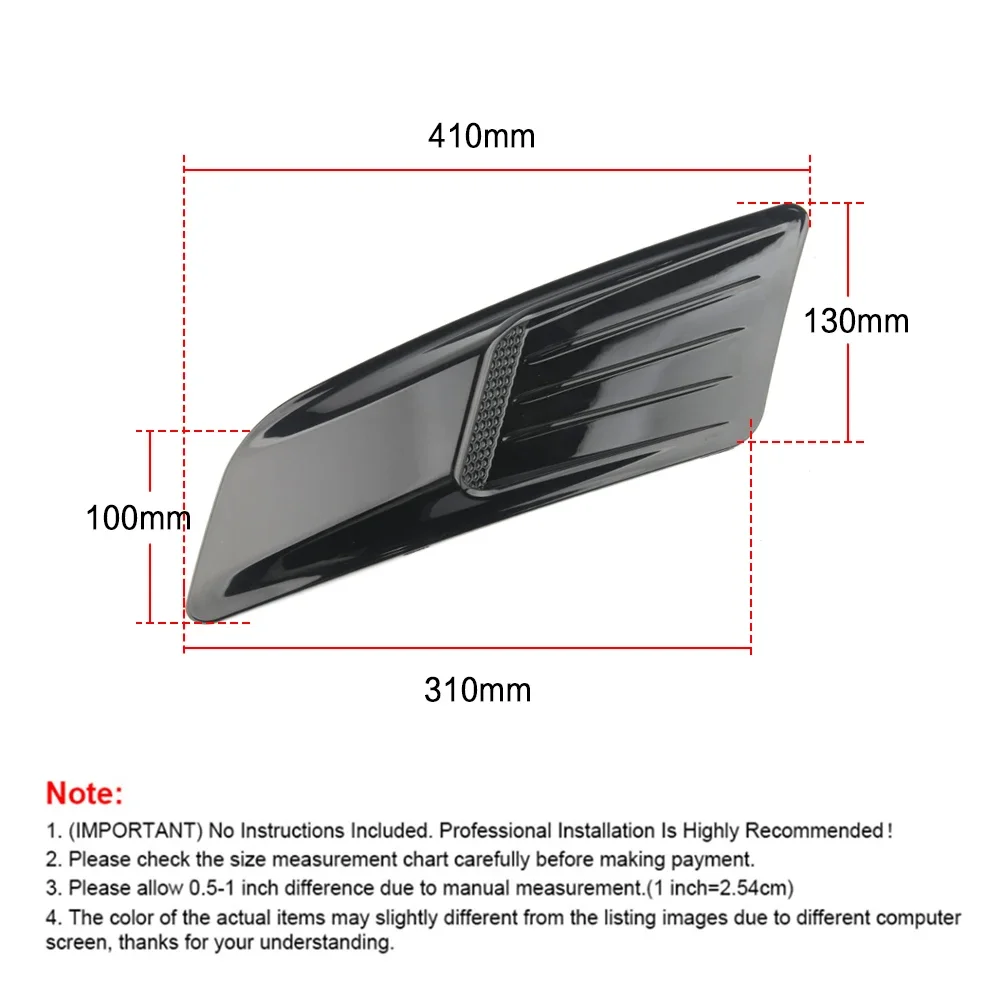 1 Pair Car Exterior Decoration Car Hood Stickers Black Universal Side Air Intake Flow Vent Cover Decorative Car-styling