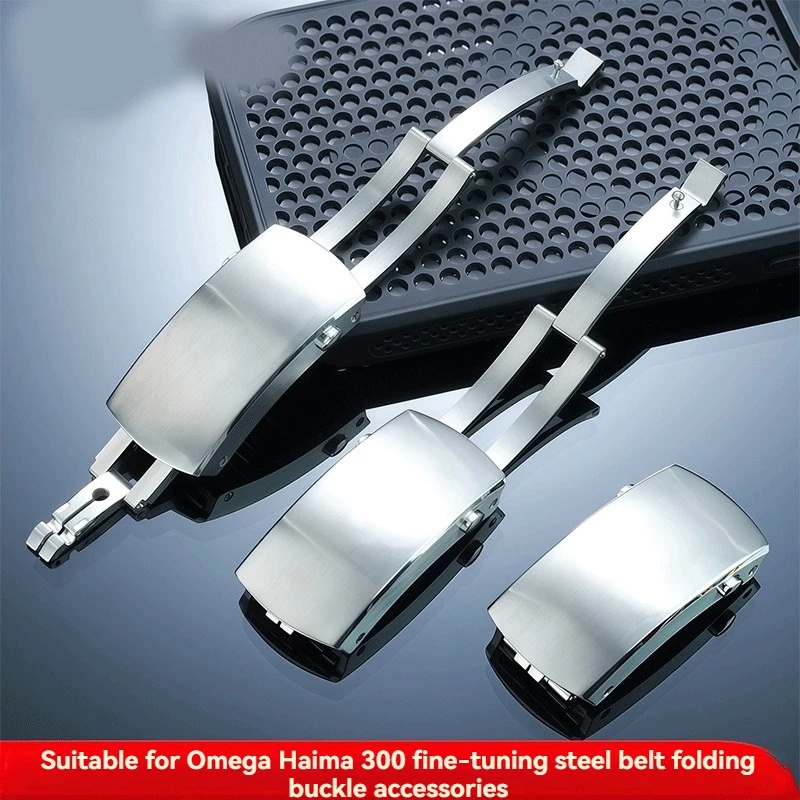 For Omega Seamaster 300 Accessories: PUSH One-Touch Micro-Adjustment Solid Folding Clasp Replacement for Stainless Steel Clasp